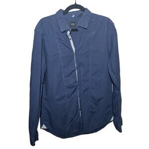 Boss Hugo Boss Men's Navy Blue Long Sleeve Button Down Shirt Size Large